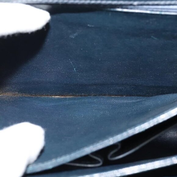 CELINE Shoulder Bag Leather Canvas Navy Gold Auth BD2149 - Picture 12 of 16